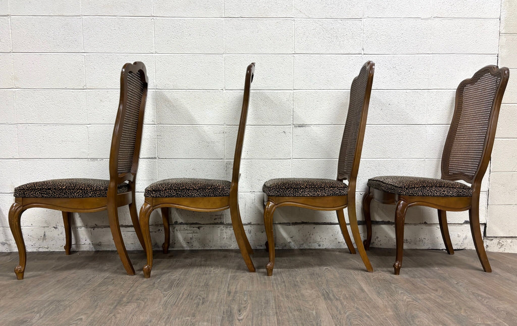 Vintage French Provincial Louis XV Style Caned Back Dining Chairs - Set of 4