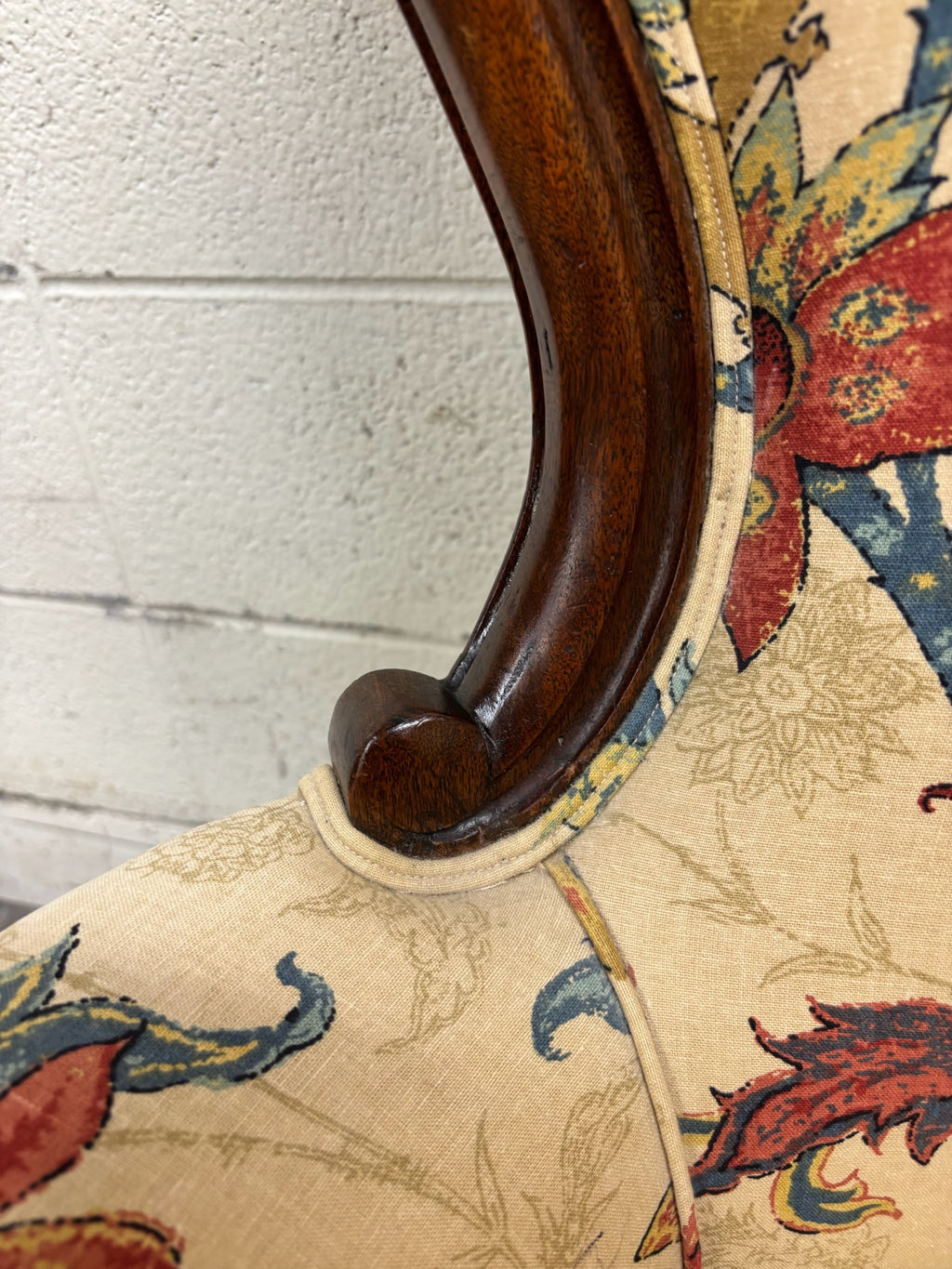 Antique Victorian Rococo Revival Balloon Back Walnut Armchair Parlor Chair
