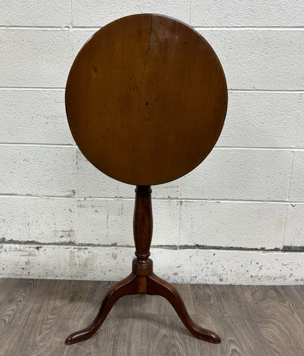 Antique 19th Century Mahogany Tilt Top Tea Occasional Pedestal Tripod Table