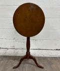 Antique 19th Century Mahogany Tilt Top Tea Occasional Pedestal Tripod Table