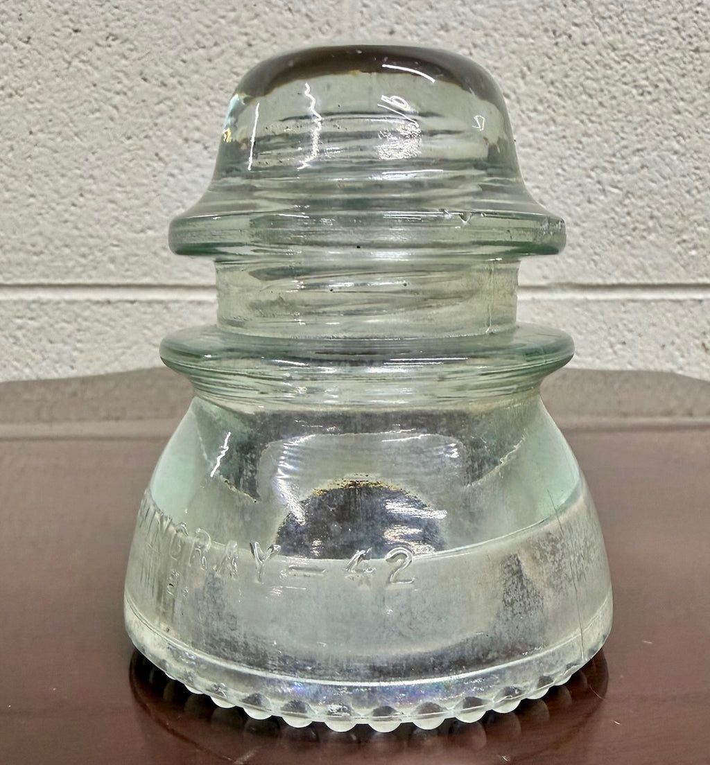 Vintage Hemingray No. 42 Clear Glass Electric Insulator
