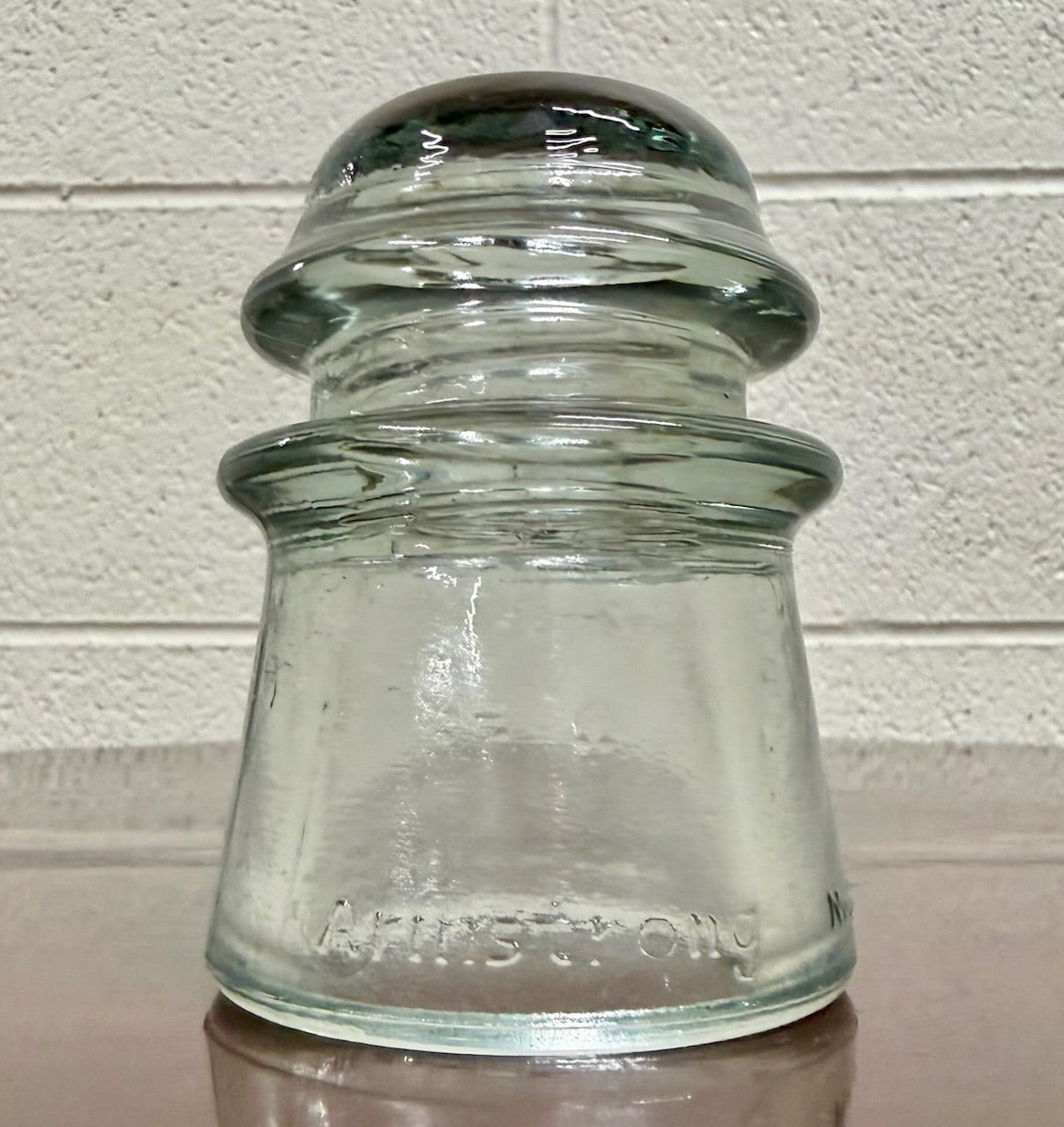 Antique Armstrong Aqua Tinted Glass Electrical or Telephone Insulator