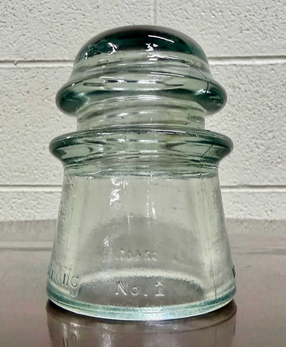 Antique Armstrong Aqua Tinted Glass Electrical or Telephone Insulator