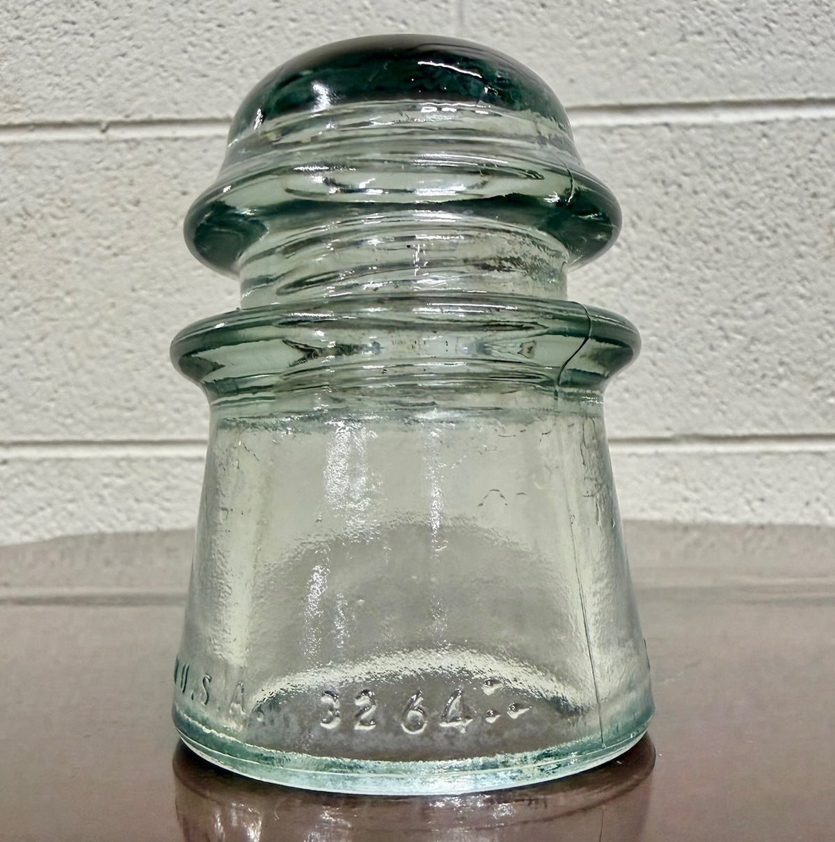 Antique Armstrong Aqua Tinted Glass Electrical or Telephone Insulator