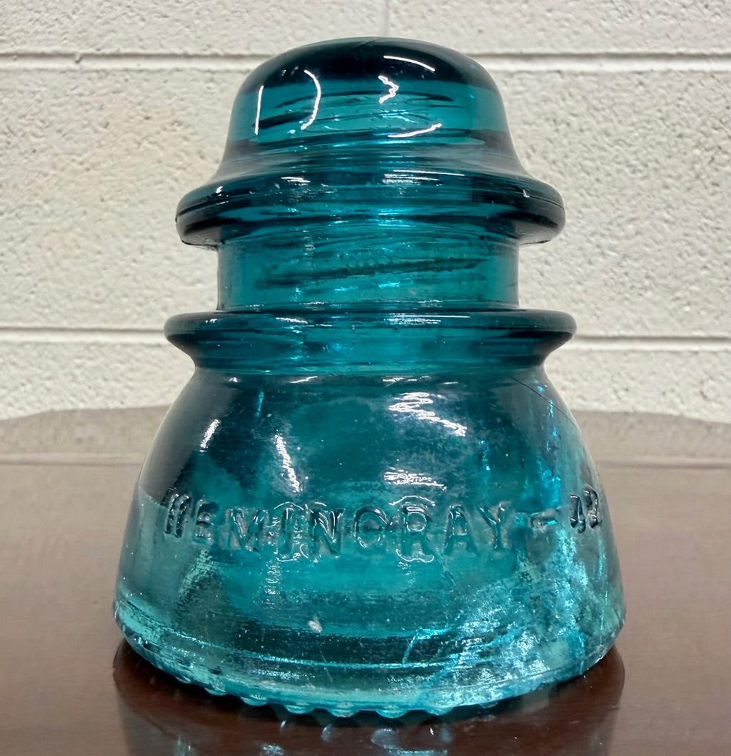 Vintage Hemingray No. 42 CD 154 Double Petticoat Aqua Blue Glass Insulator