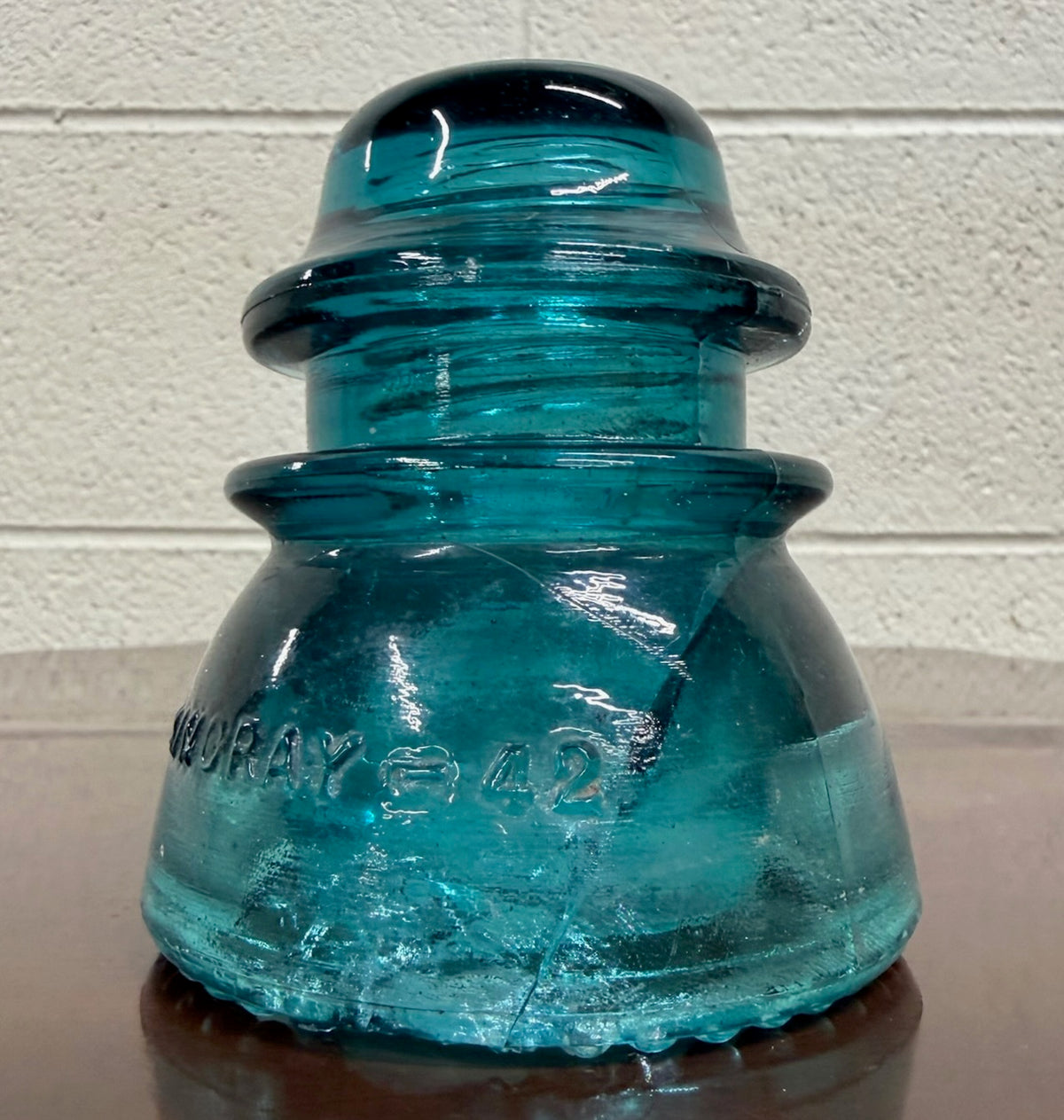 Vintage Hemingray No. 42 CD 154 Double Petticoat Aqua Blue Glass Insulator