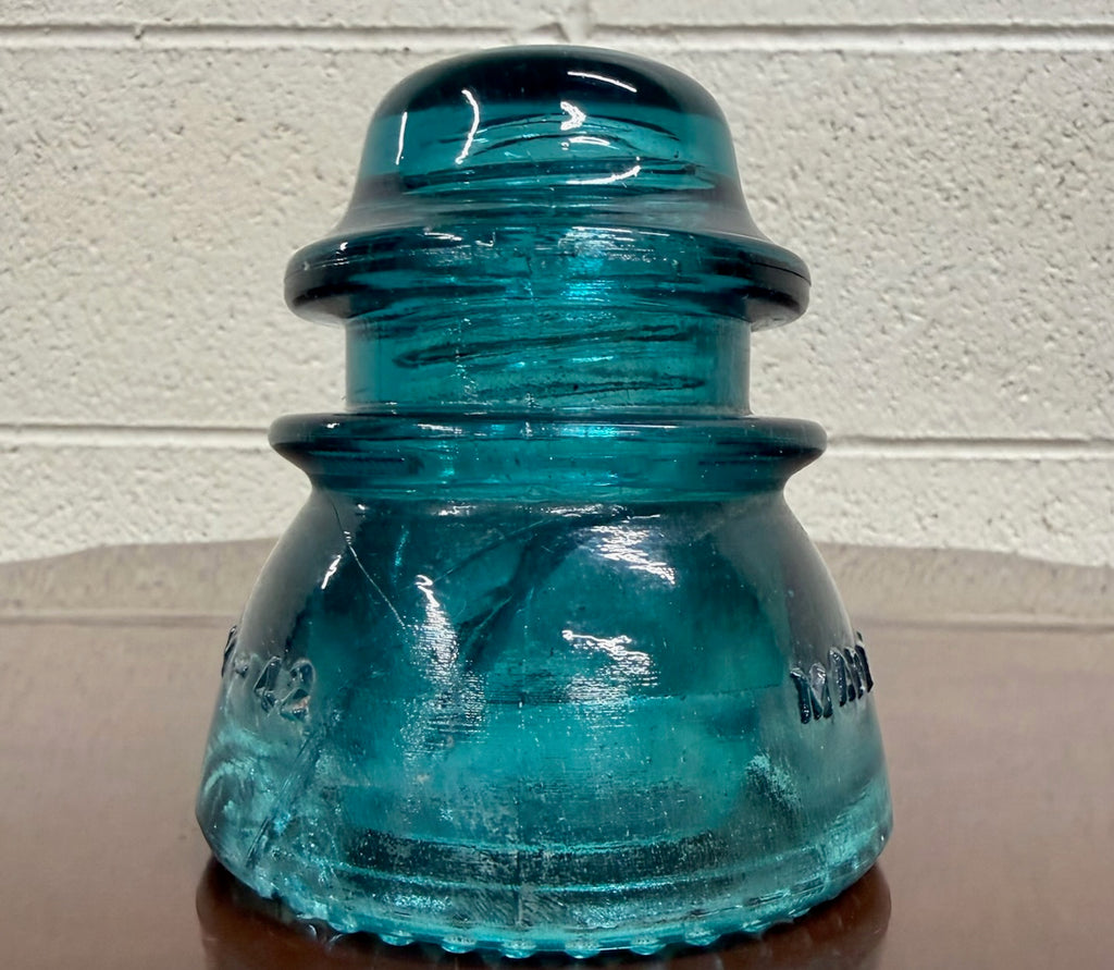 Vintage Hemingray No. 42 CD 154 Double Petticoat Aqua Blue Glass Insulator