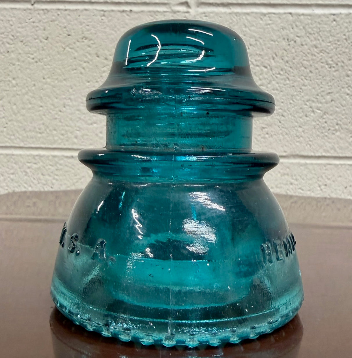 Vintage Hemingray No. 42 CD 154 Double Petticoat Aqua Blue Glass Insulator