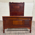 Antique Full Size Late 19th Century Victorian Eastlake Monumental High Back Bed