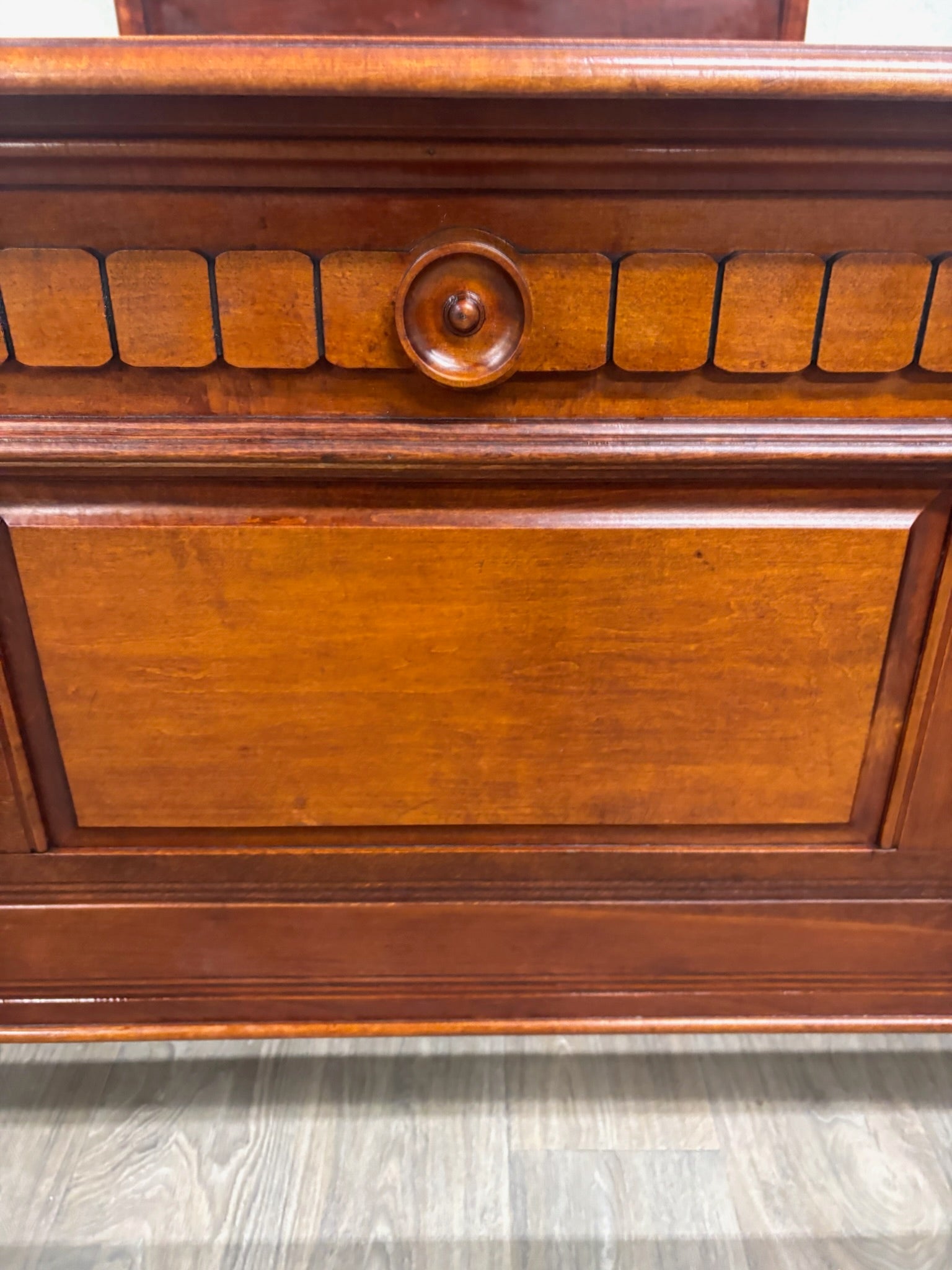 Antique Full Size Late 19th Century Victorian Eastlake Monumental High Back Bed