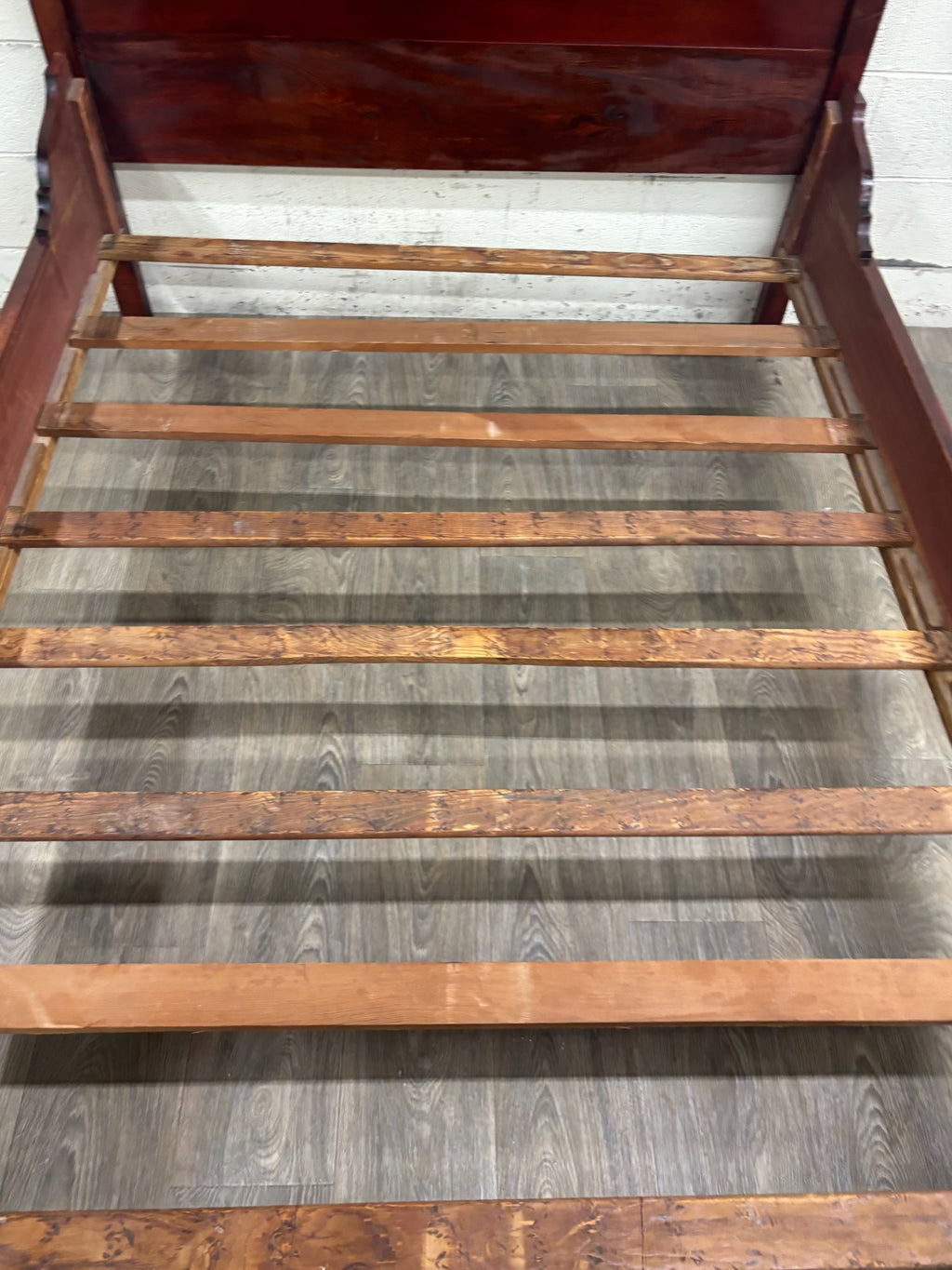 Antique Full Size Late 19th Century Victorian Eastlake Monumental High Back Bed