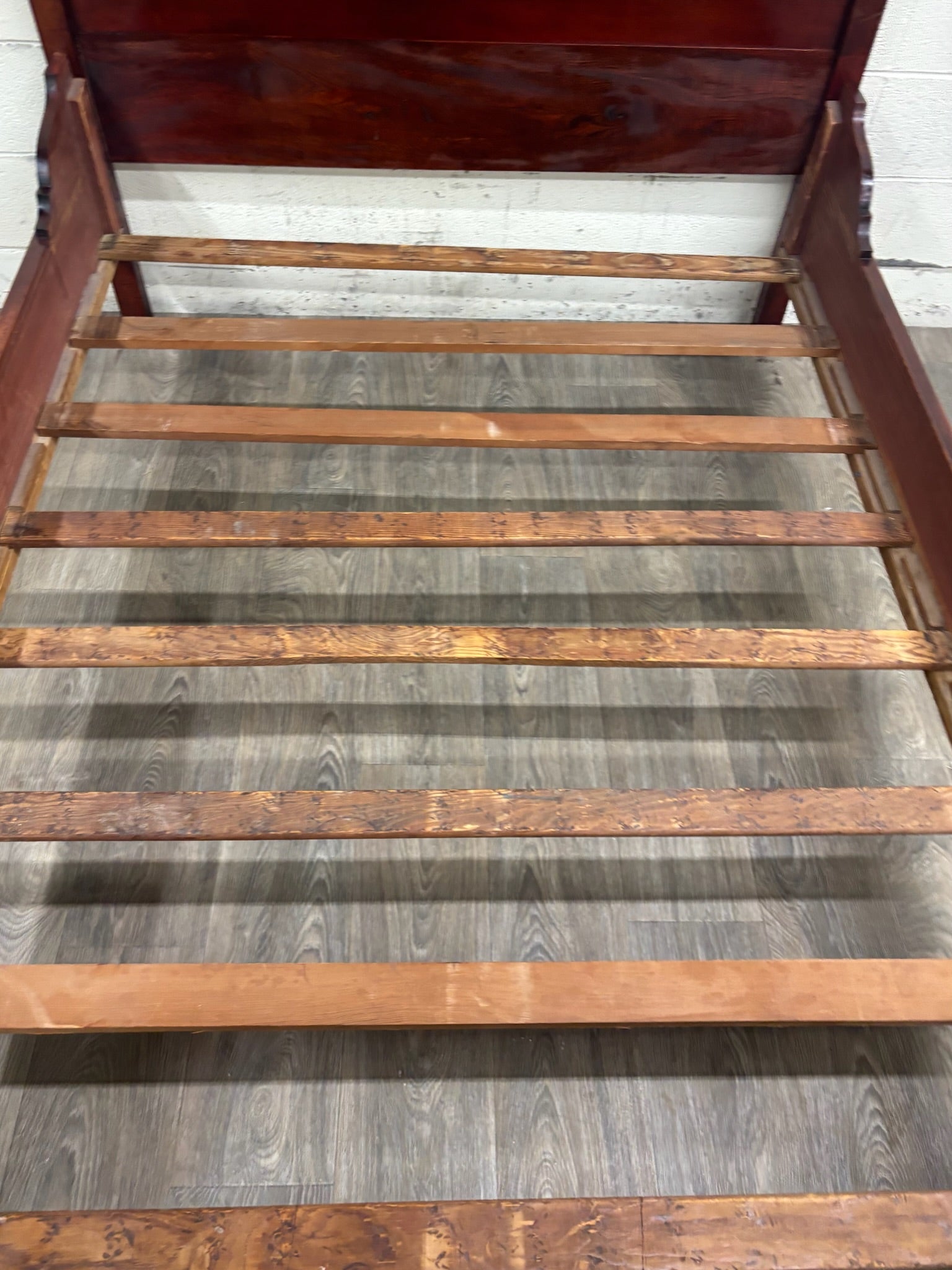 Antique Full Size Late 19th Century Victorian Eastlake Monumental High Back Bed