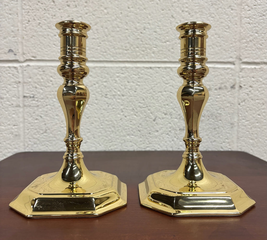 Vintage Baldwin Solid Brass Colonial Williamsburg / Federal Candlesticks - Pair
