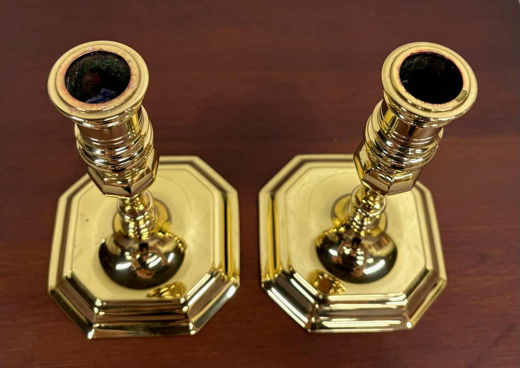 Vintage Baldwin Solid Brass Colonial Williamsburg / Federal Candlesticks - Pair