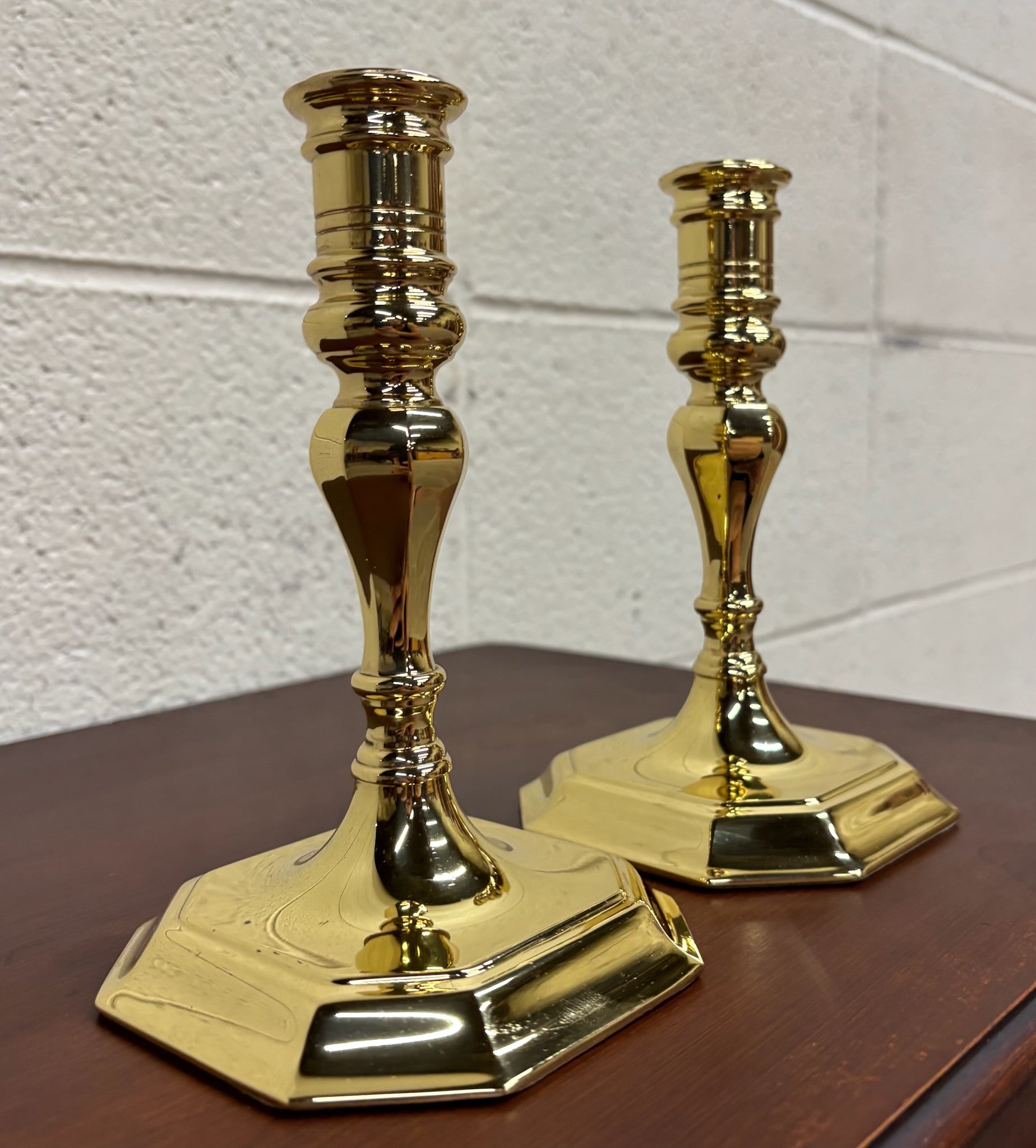 Vintage Baldwin Solid Brass Colonial Williamsburg / Federal Candlesticks - Pair