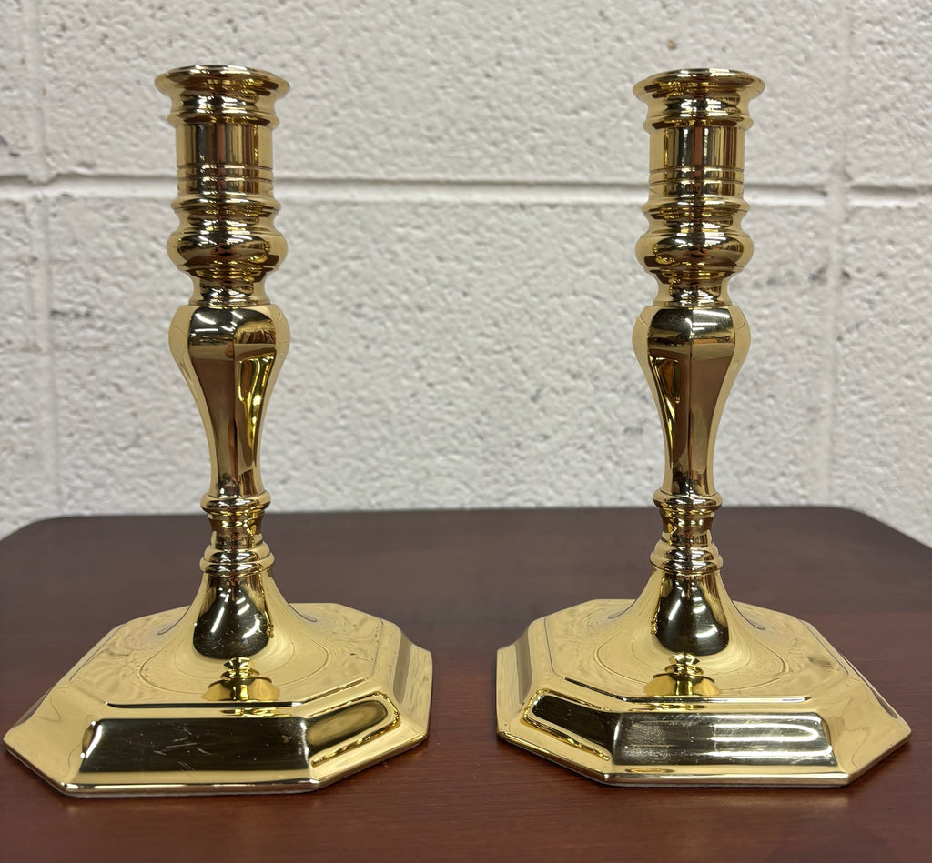 Vintage Baldwin Solid Brass Colonial Williamsburg / Federal Candlesticks - Pair