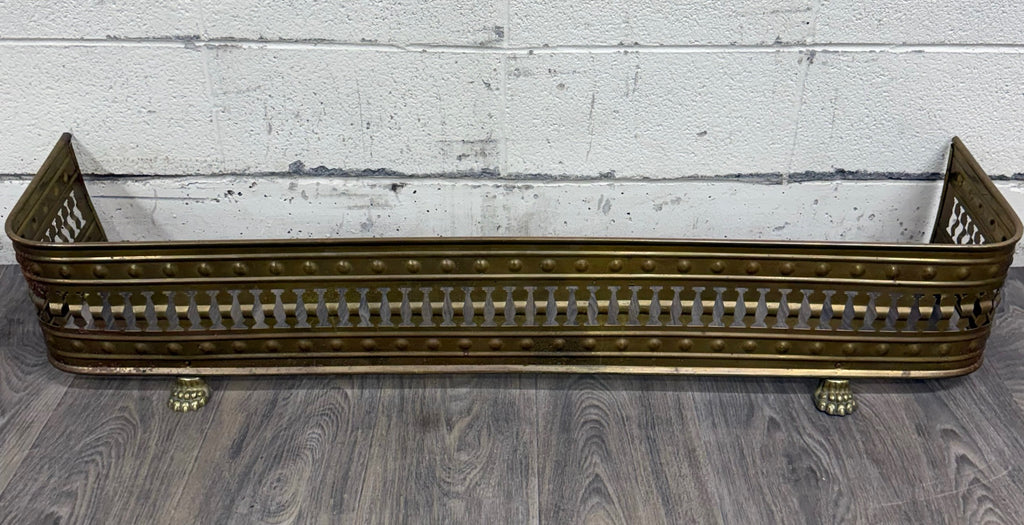 Antique English Brass Fireplace Fender