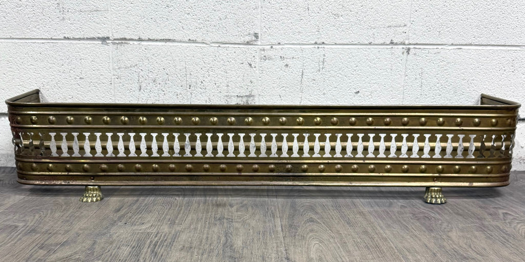 Antique English Brass Fireplace Fender