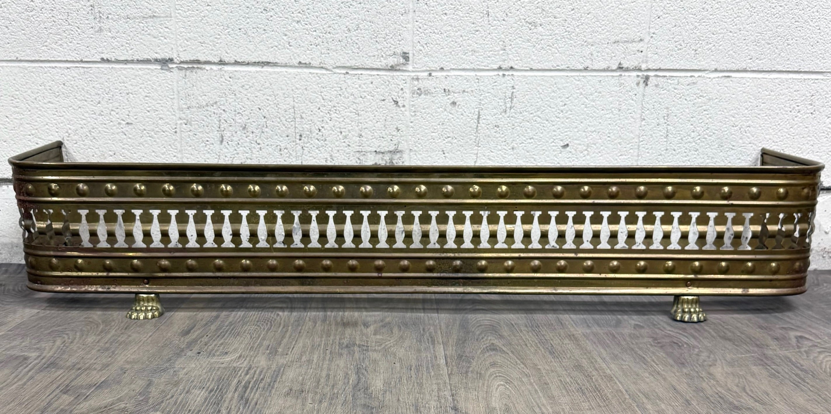 Antique English Brass Fireplace Fender