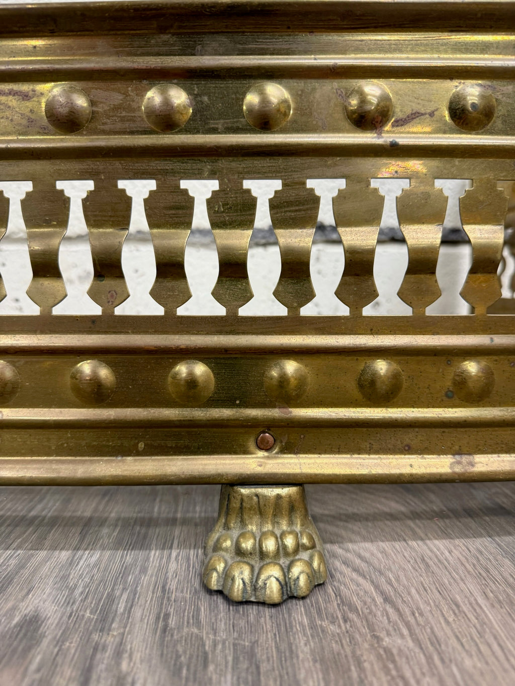 Antique English Brass Fireplace Fender