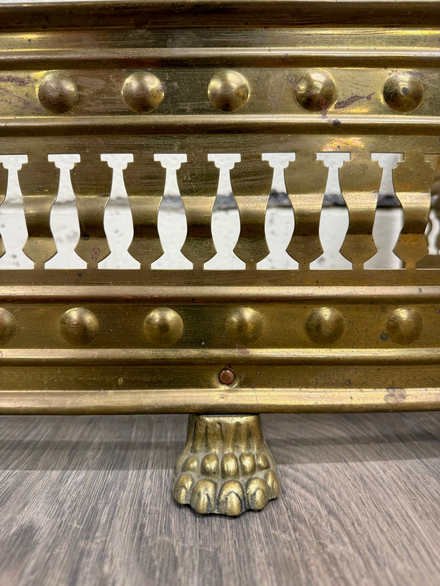 Antique English Brass Fireplace Fender