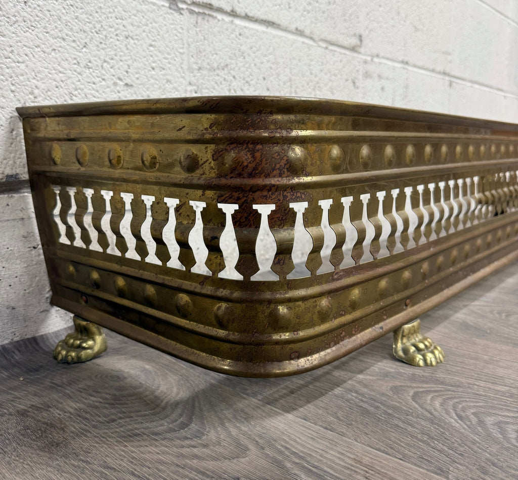Antique English Brass Fireplace Fender