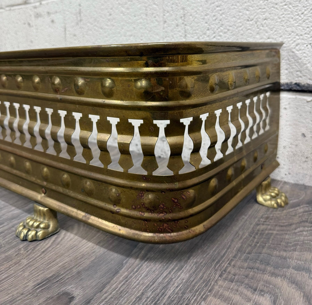Antique English Brass Fireplace Fender