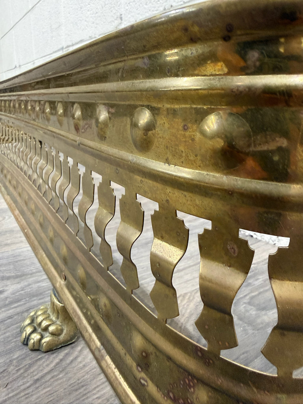 Antique English Brass Fireplace Fender