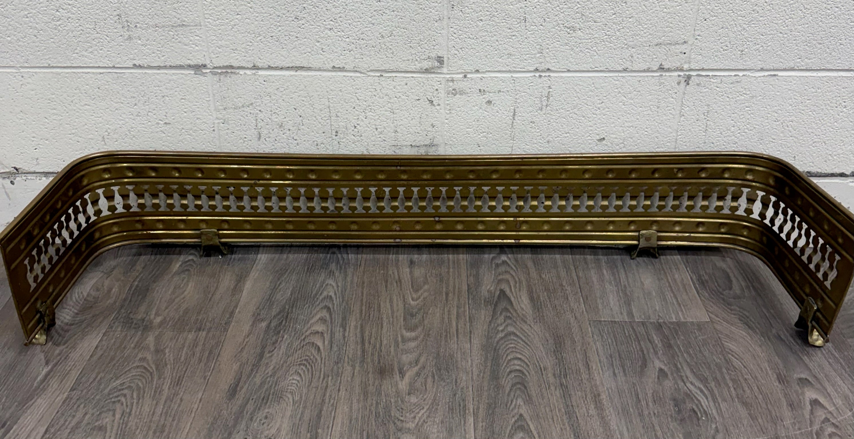 Antique English Brass Fireplace Fender