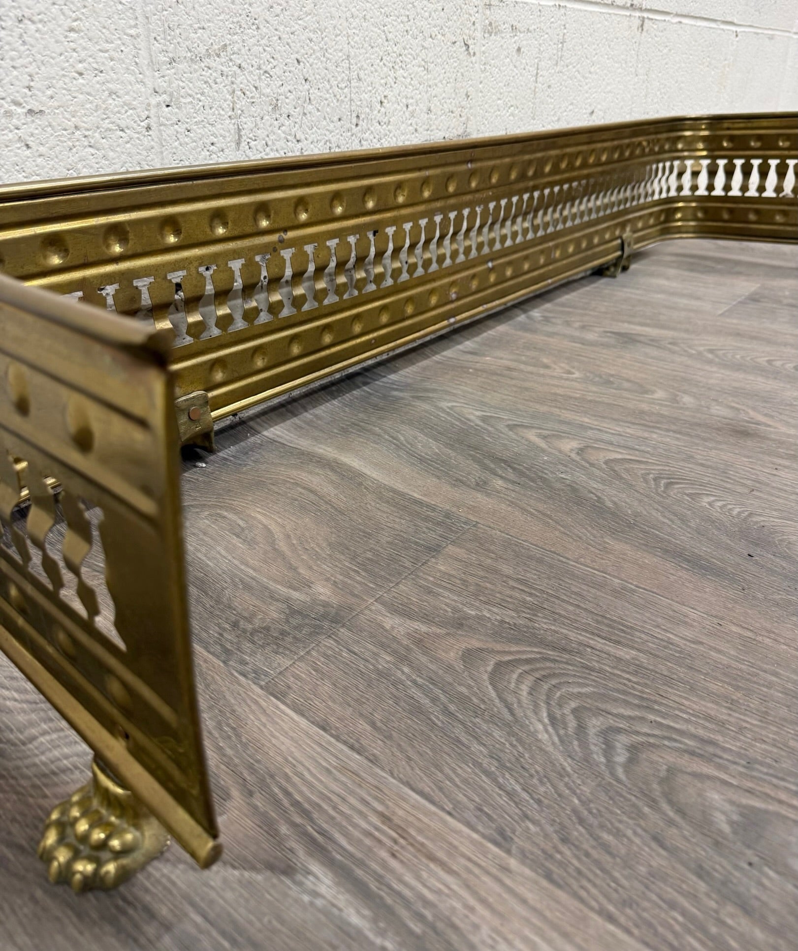 Antique English Brass Fireplace Fender