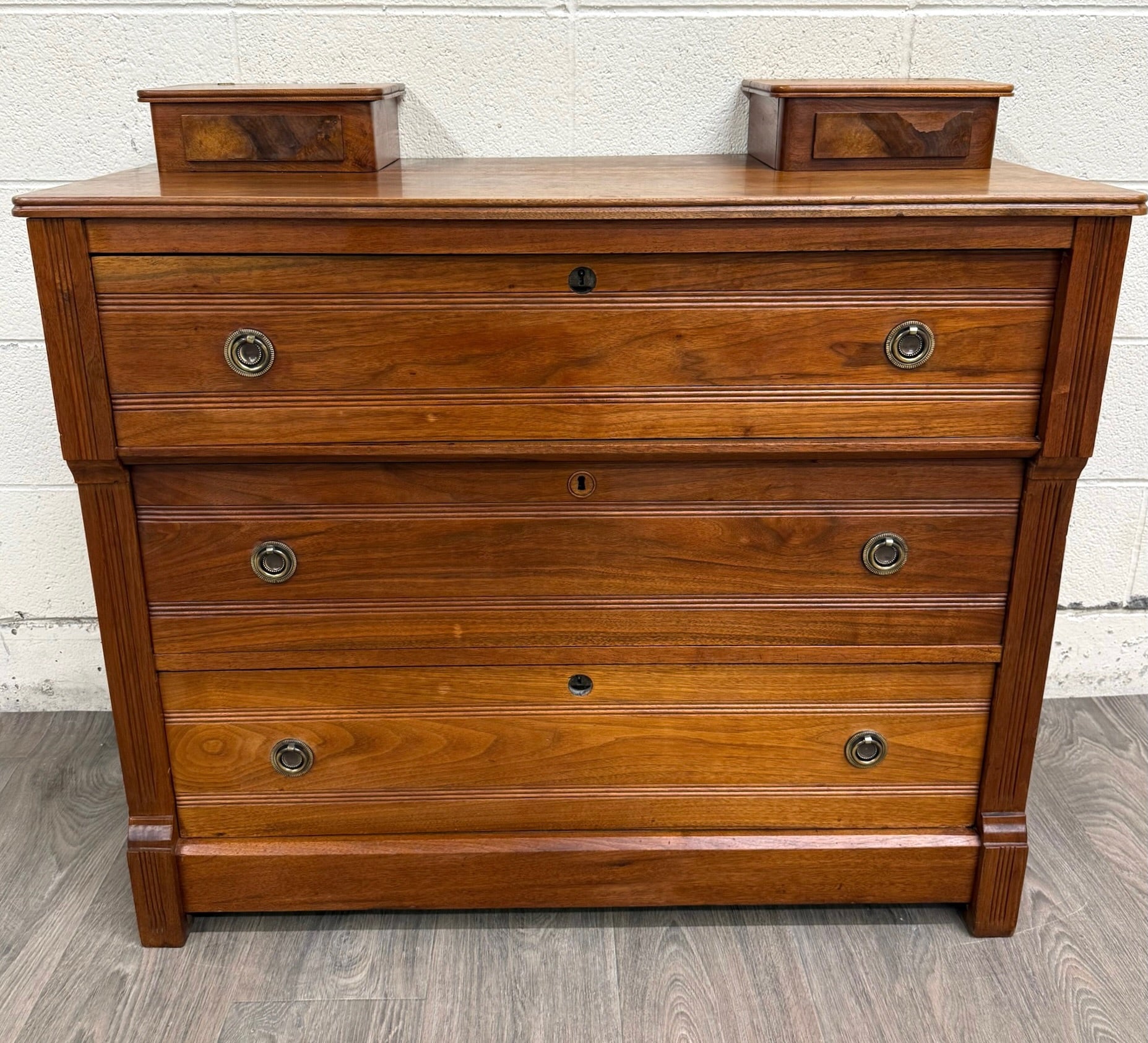 Antique Abernathy Furniture Co. 19th Century Victorian Walnut Chest of Drawers