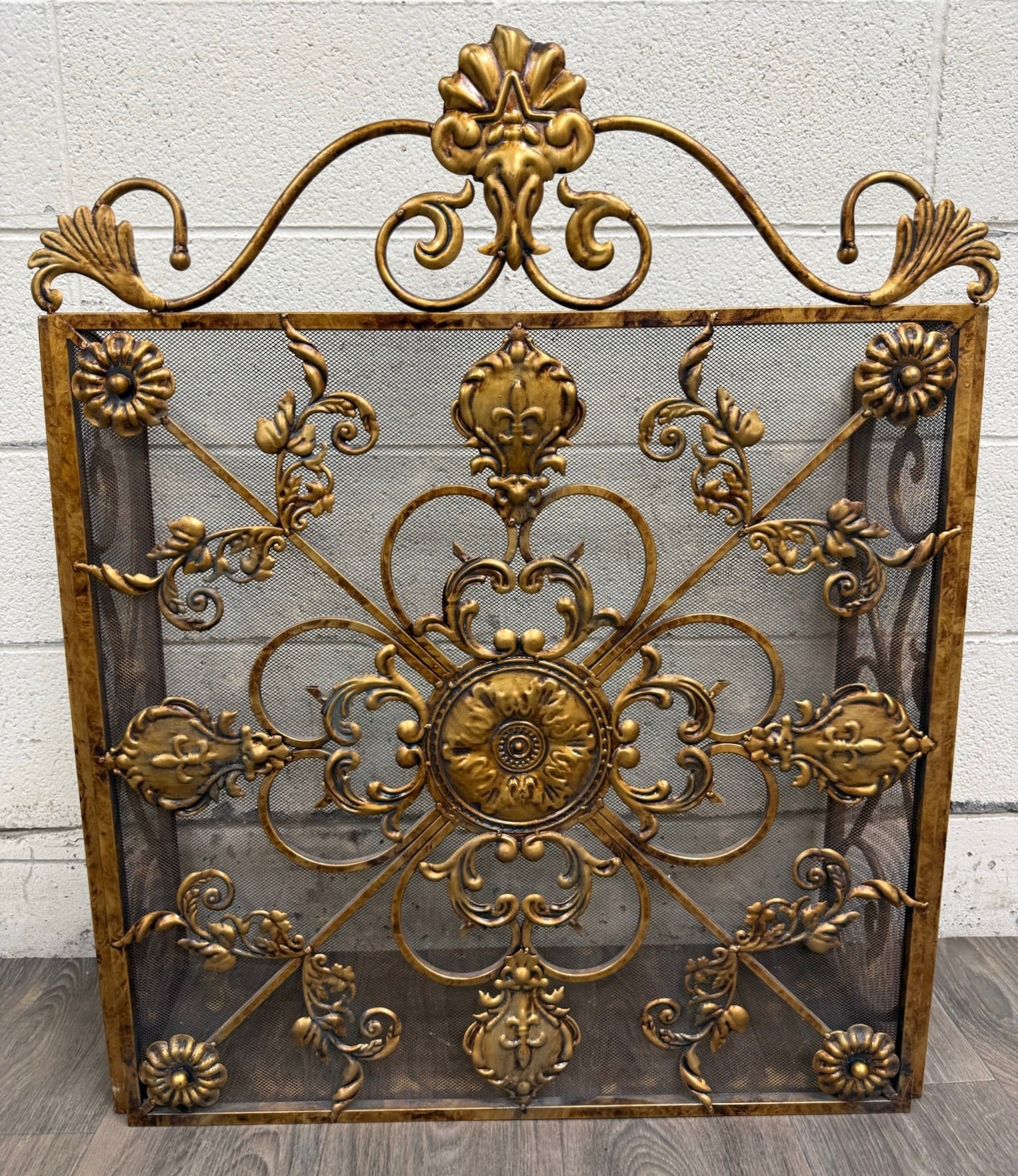 Vintage Hollywood Regency / Rococo Revival Folding Fireplace Screen