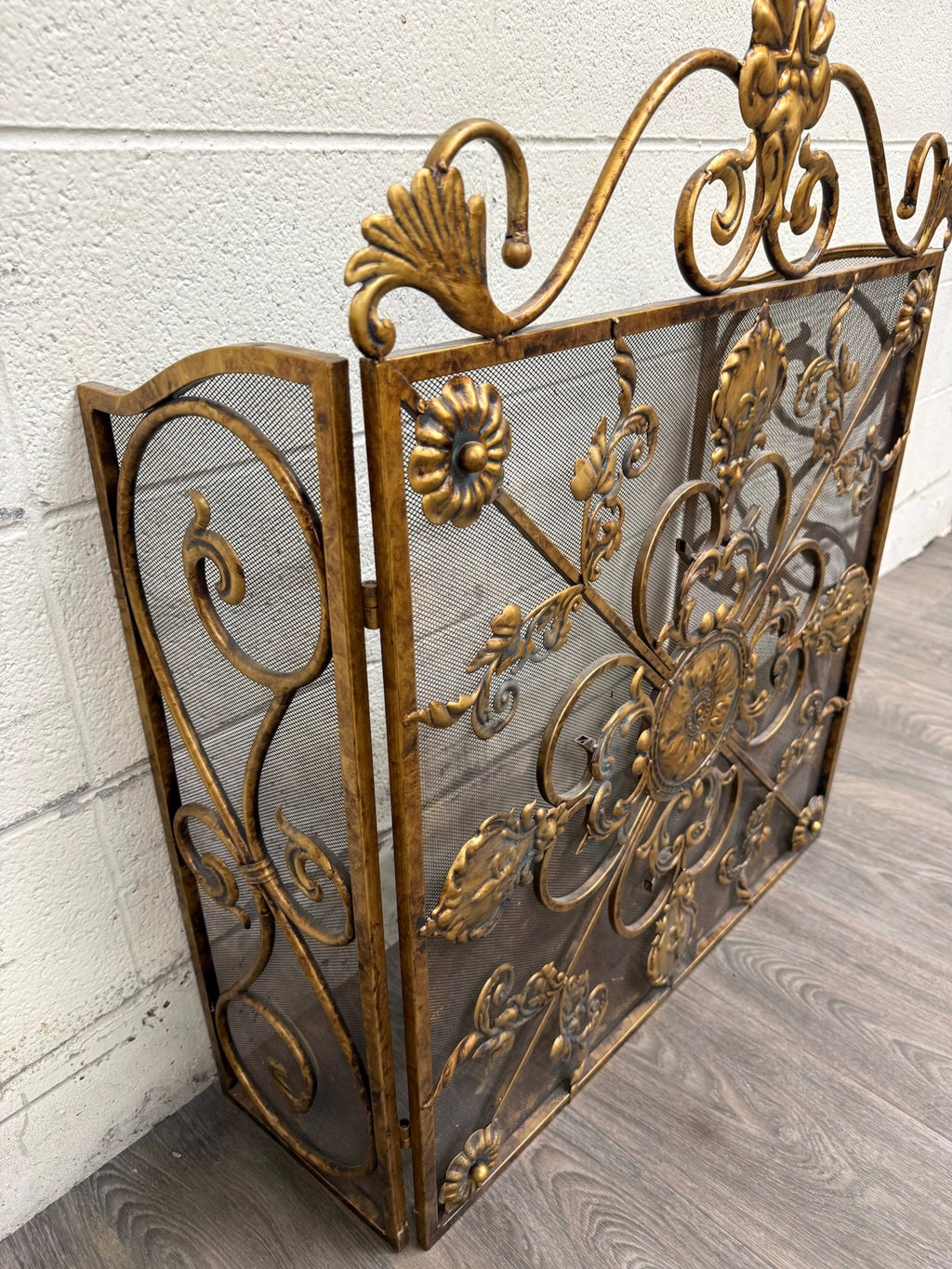 Vintage Hollywood Regency / Rococo Revival Folding Fireplace Screen