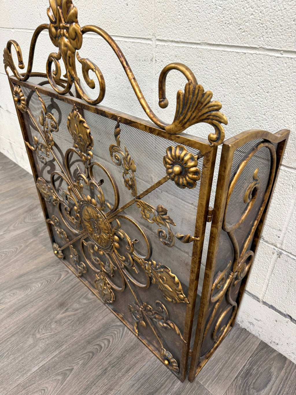 Vintage Hollywood Regency / Rococo Revival Folding Fireplace Screen