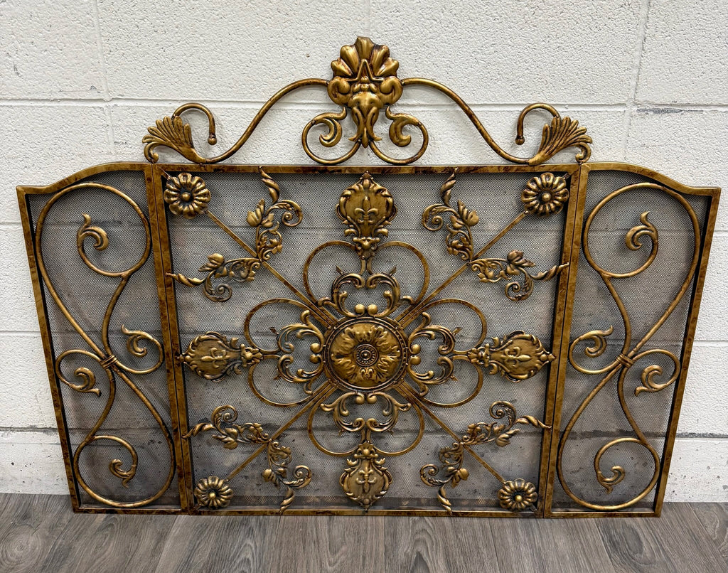 Vintage Hollywood Regency / Rococo Revival Folding Fireplace Screen