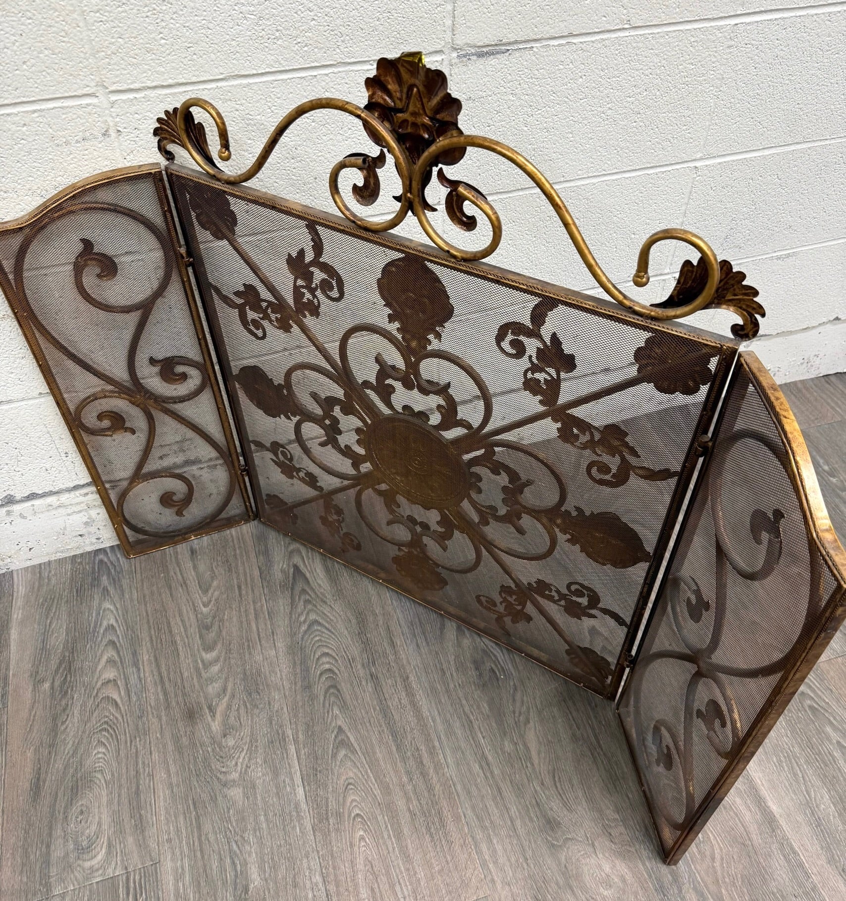 Vintage Hollywood Regency / Rococo Revival Folding Fireplace Screen