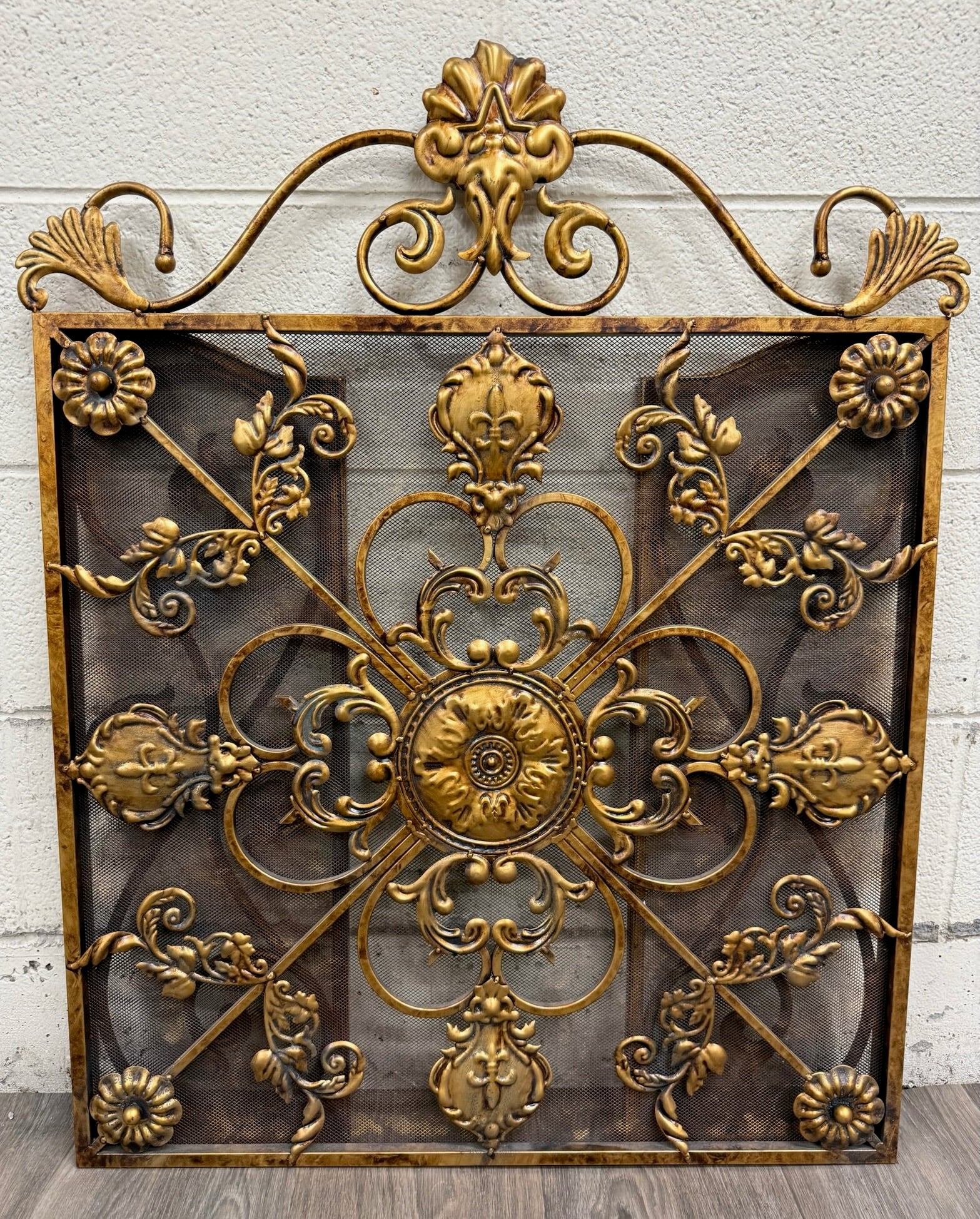 Vintage Hollywood Regency / Rococo Revival Folding Fireplace Screen