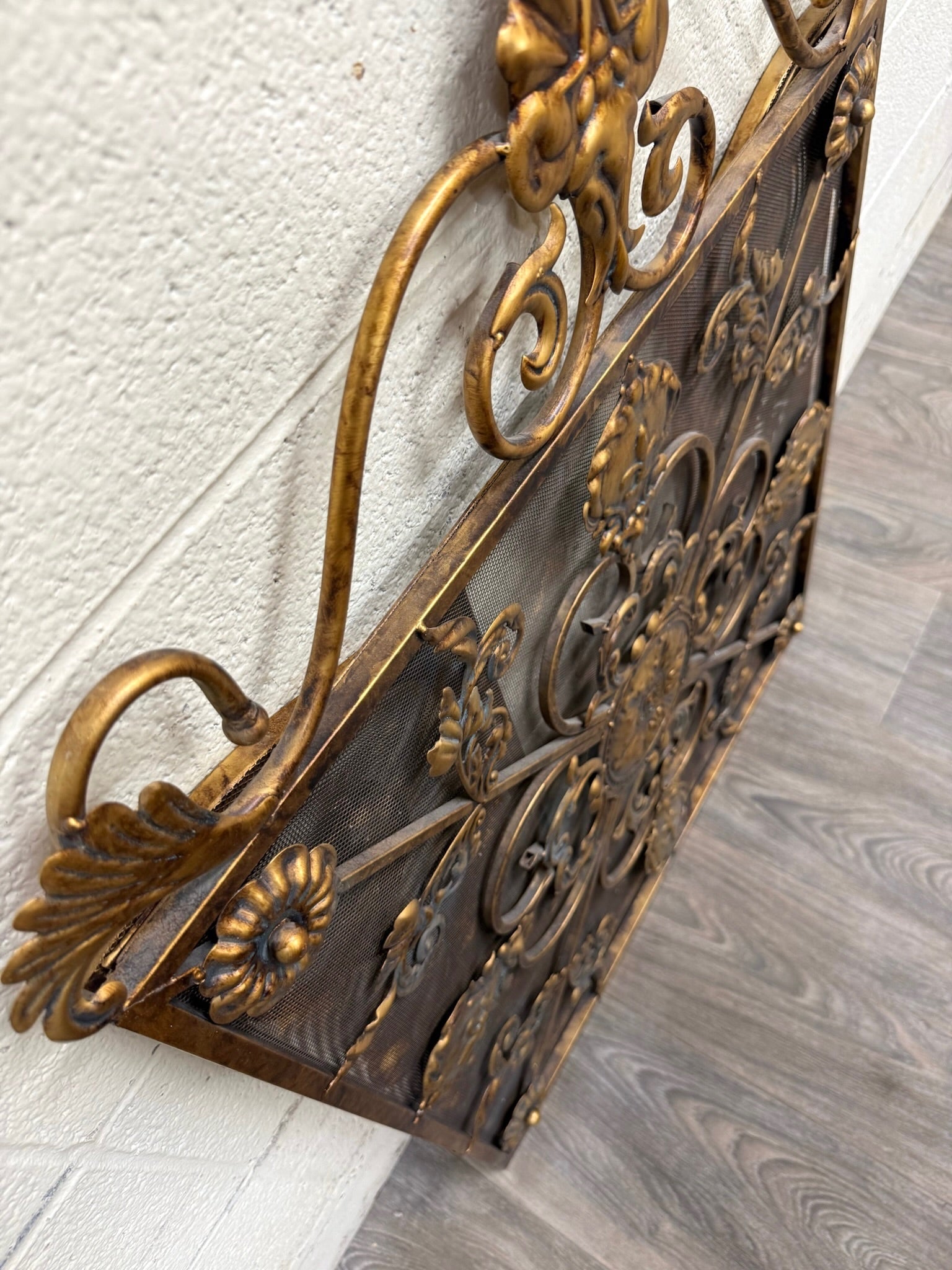 Vintage Hollywood Regency / Rococo Revival Folding Fireplace Screen