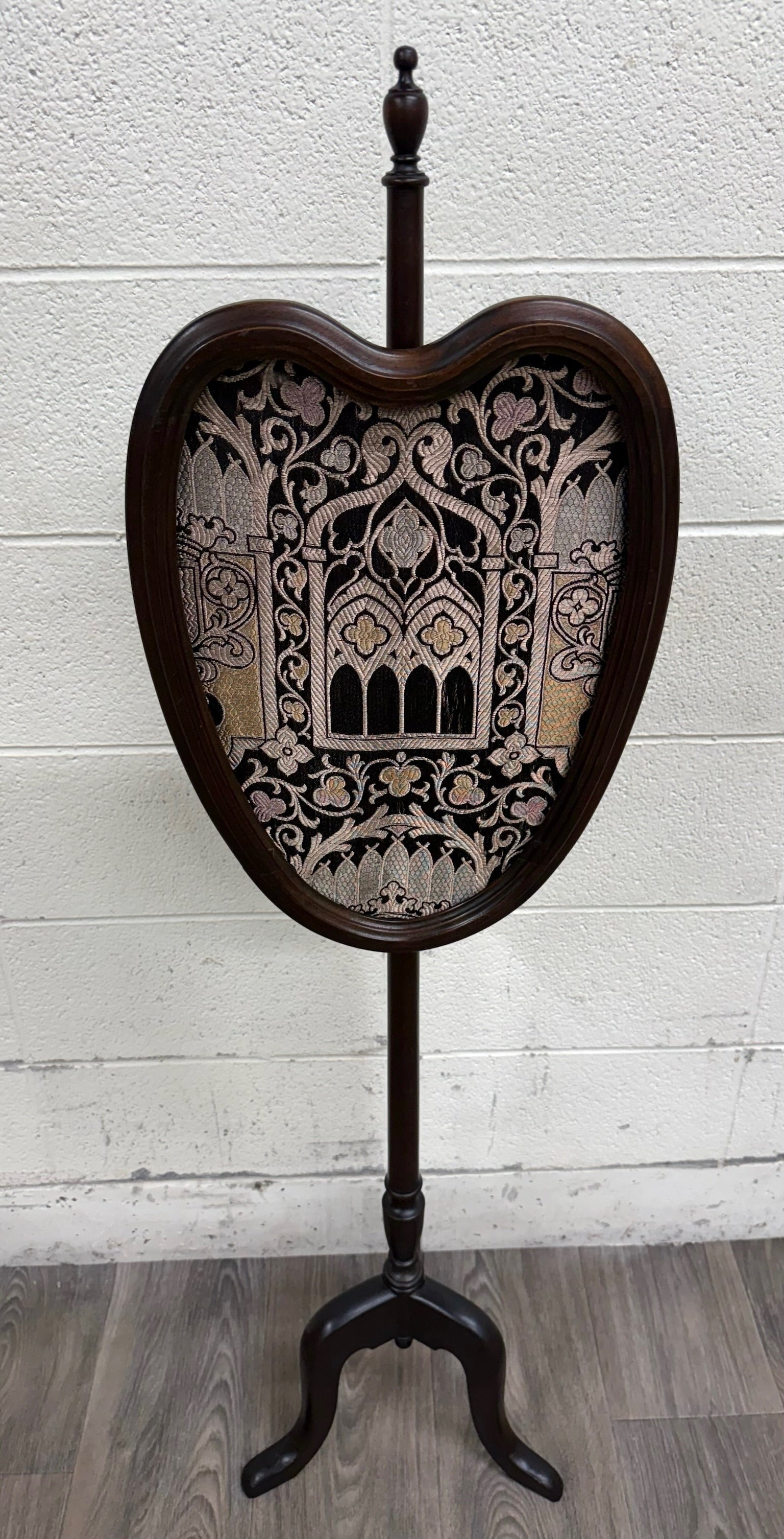 Vintage Gothic Revival or Victorian Revival Style Fireplace Screen Pole Screen