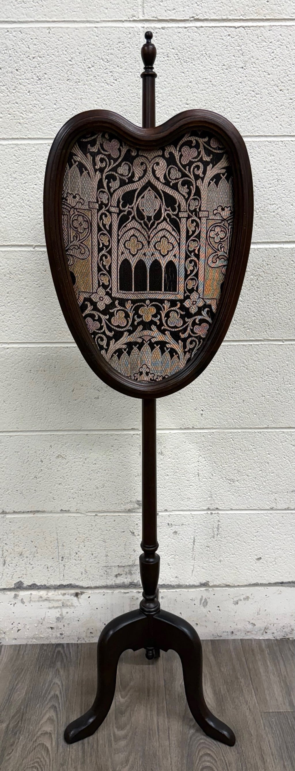 Vintage Gothic Revival or Victorian Revival Style Fireplace Screen Pole Screen