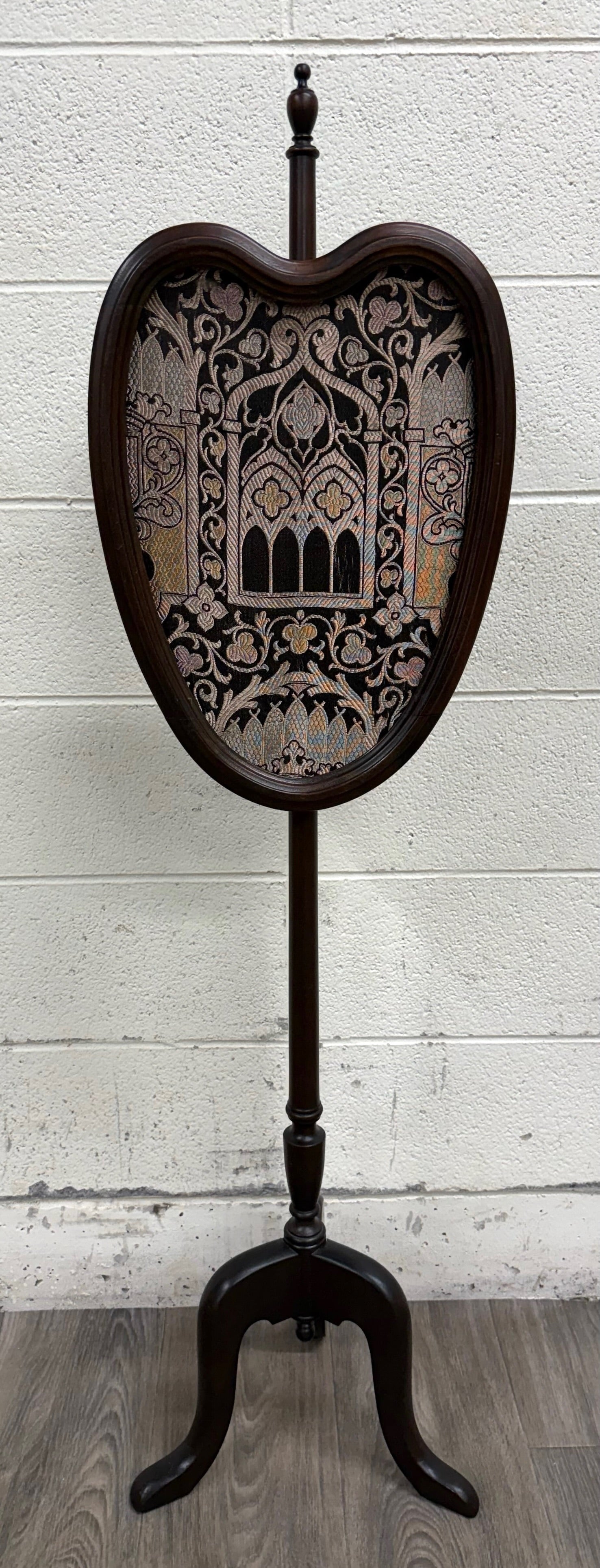 Vintage Gothic Revival or Victorian Revival Style Fireplace Screen Pole Screen