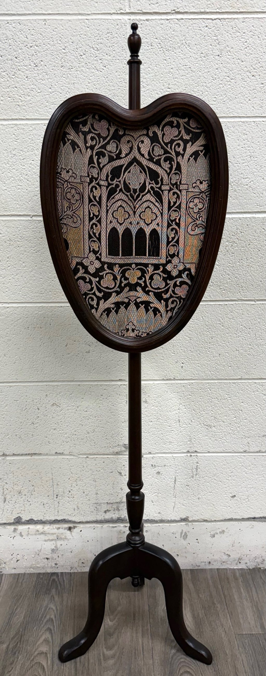 Vintage Gothic Revival or Victorian Revival Style Fireplace Screen Pole Screen