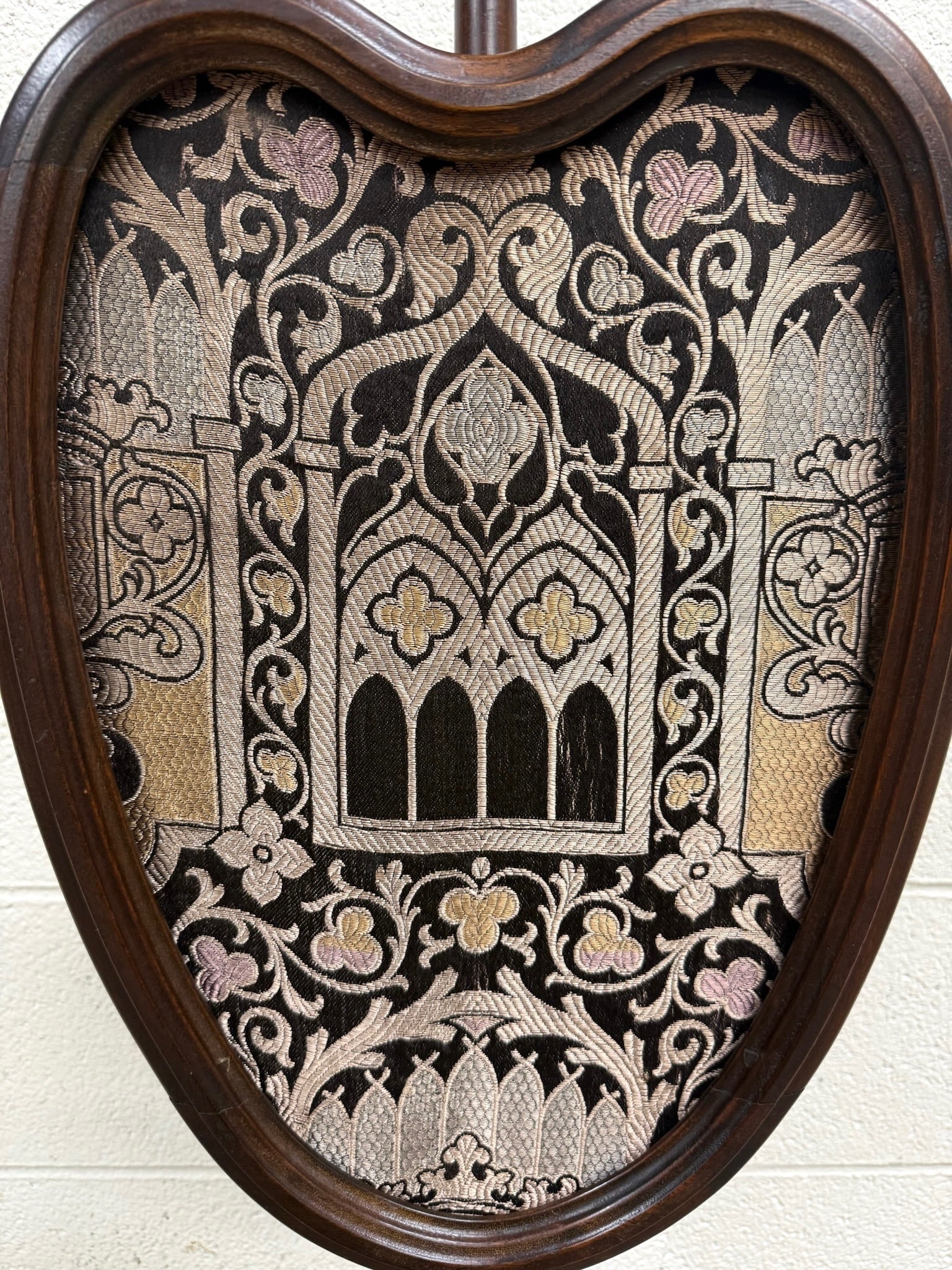 Vintage Gothic Revival or Victorian Revival Style Fireplace Screen Pole Screen