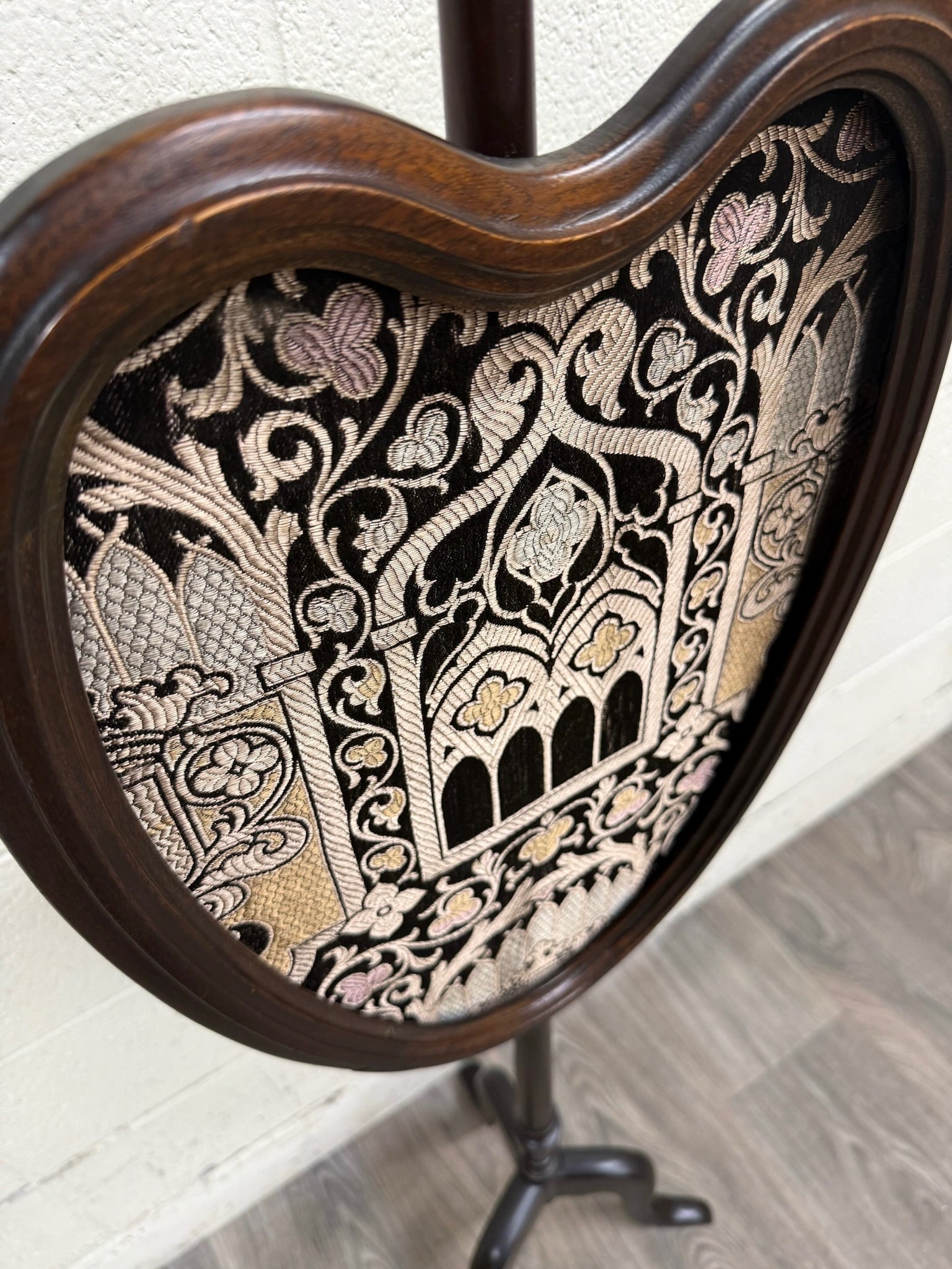 Vintage Gothic Revival or Victorian Revival Style Fireplace Screen Pole Screen
