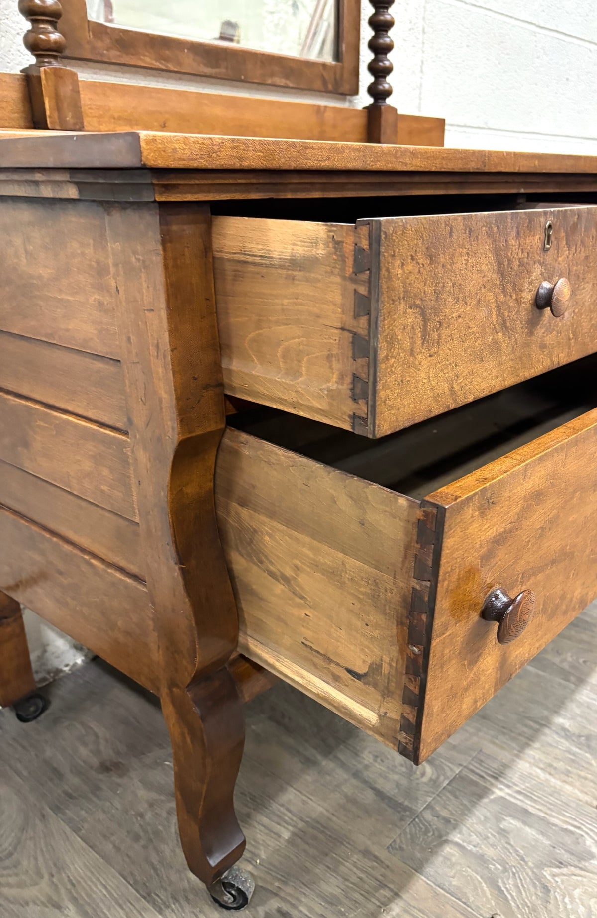 Antique American Victorian Dresser with Tall Removable Swivel Mirror