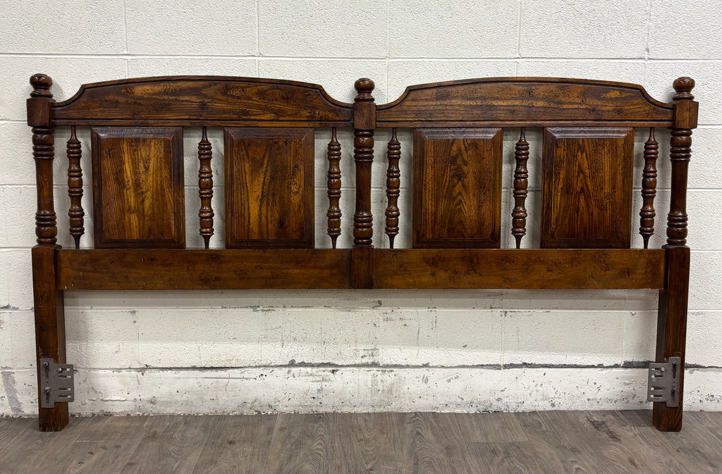 Vintage King Size Oak Panel and Spindle Headboard