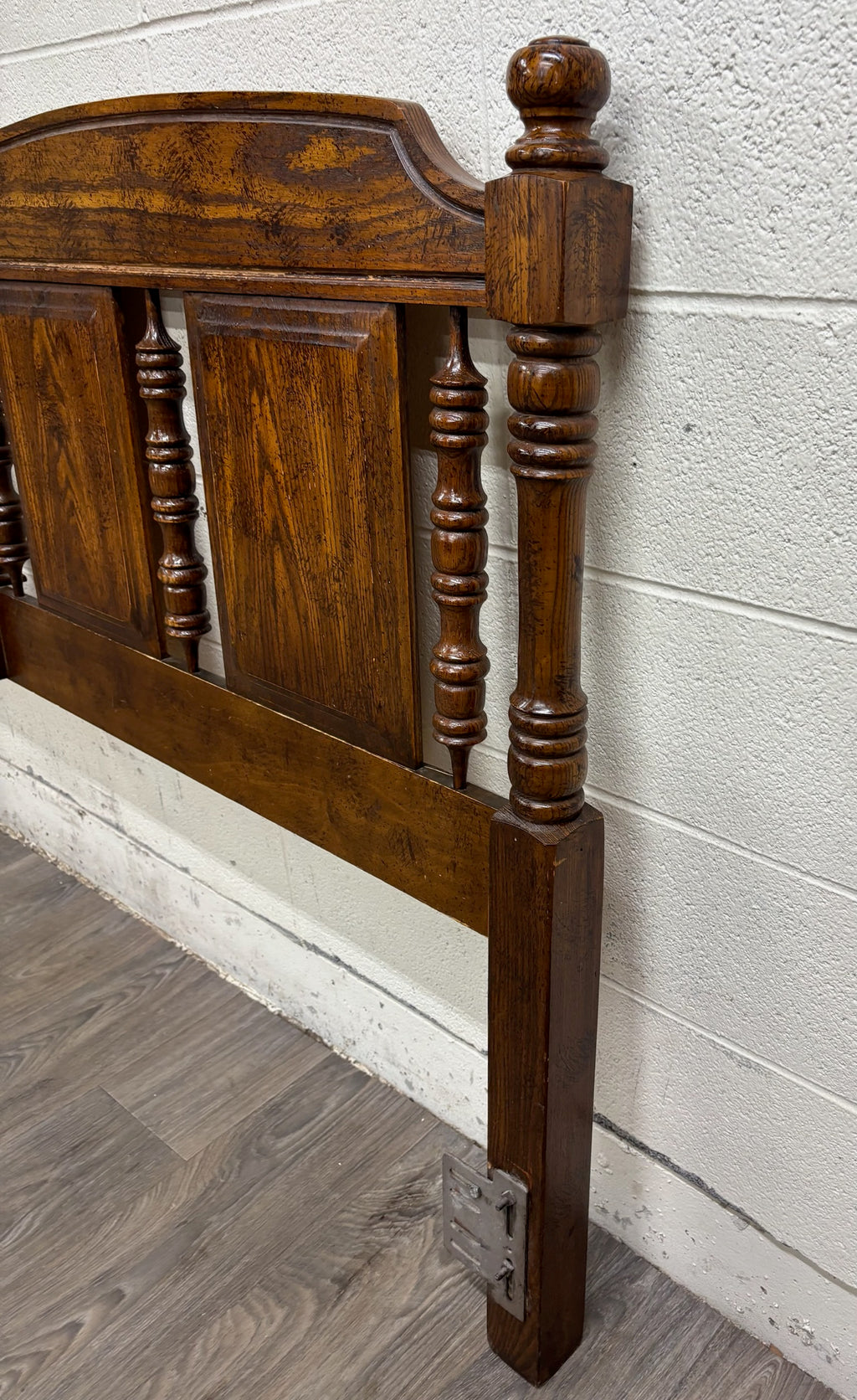 Vintage King Size Oak Panel and Spindle Headboard