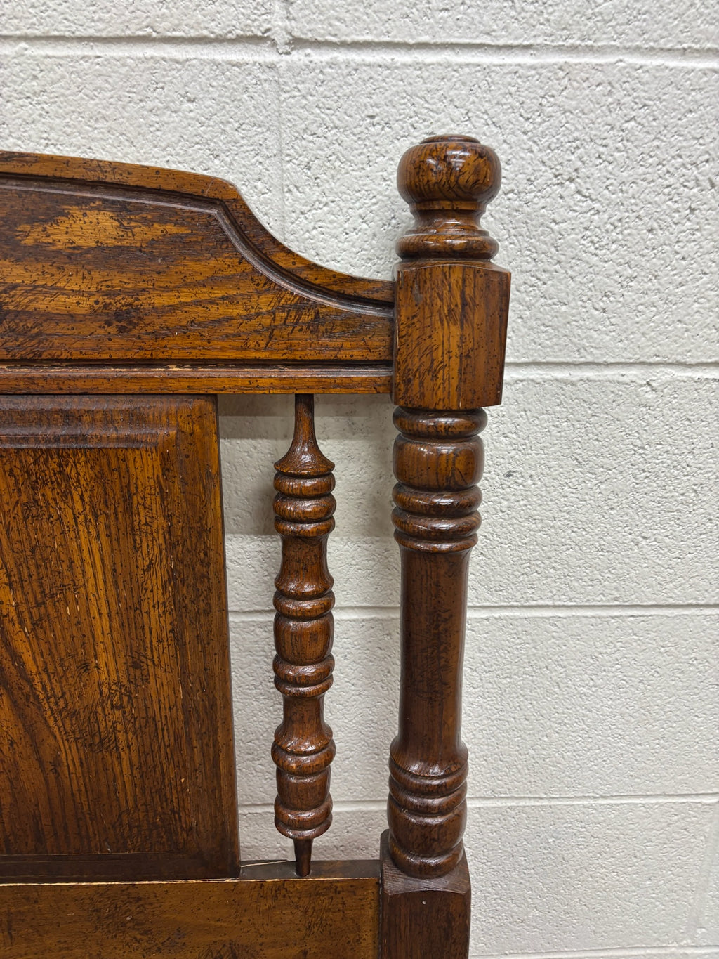Vintage King Size Oak Panel and Spindle Headboard