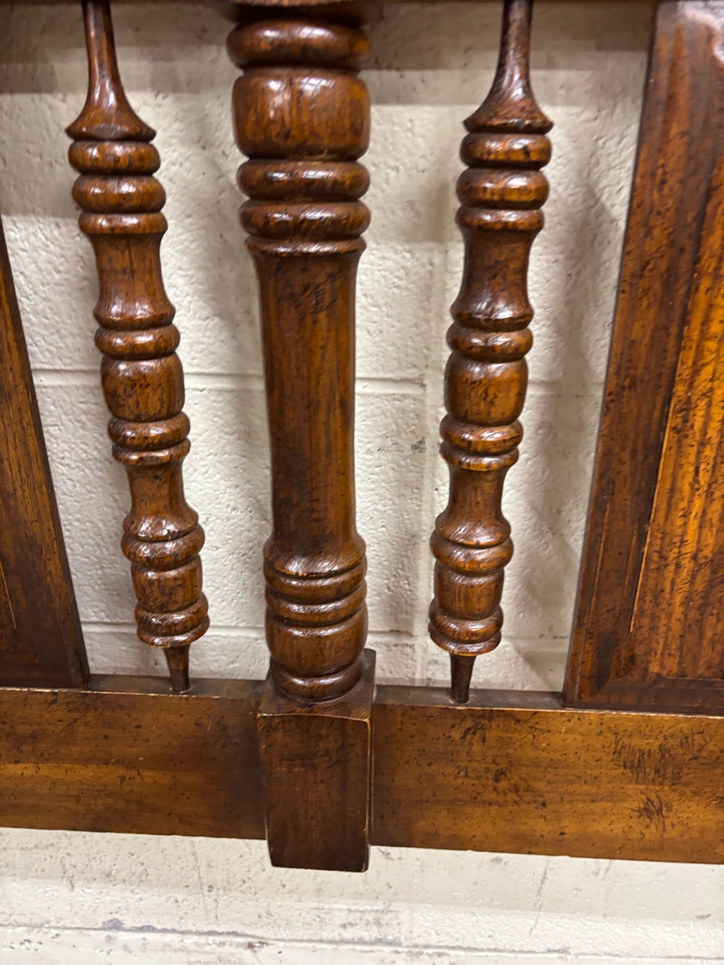 Vintage King Size Oak Panel and Spindle Headboard