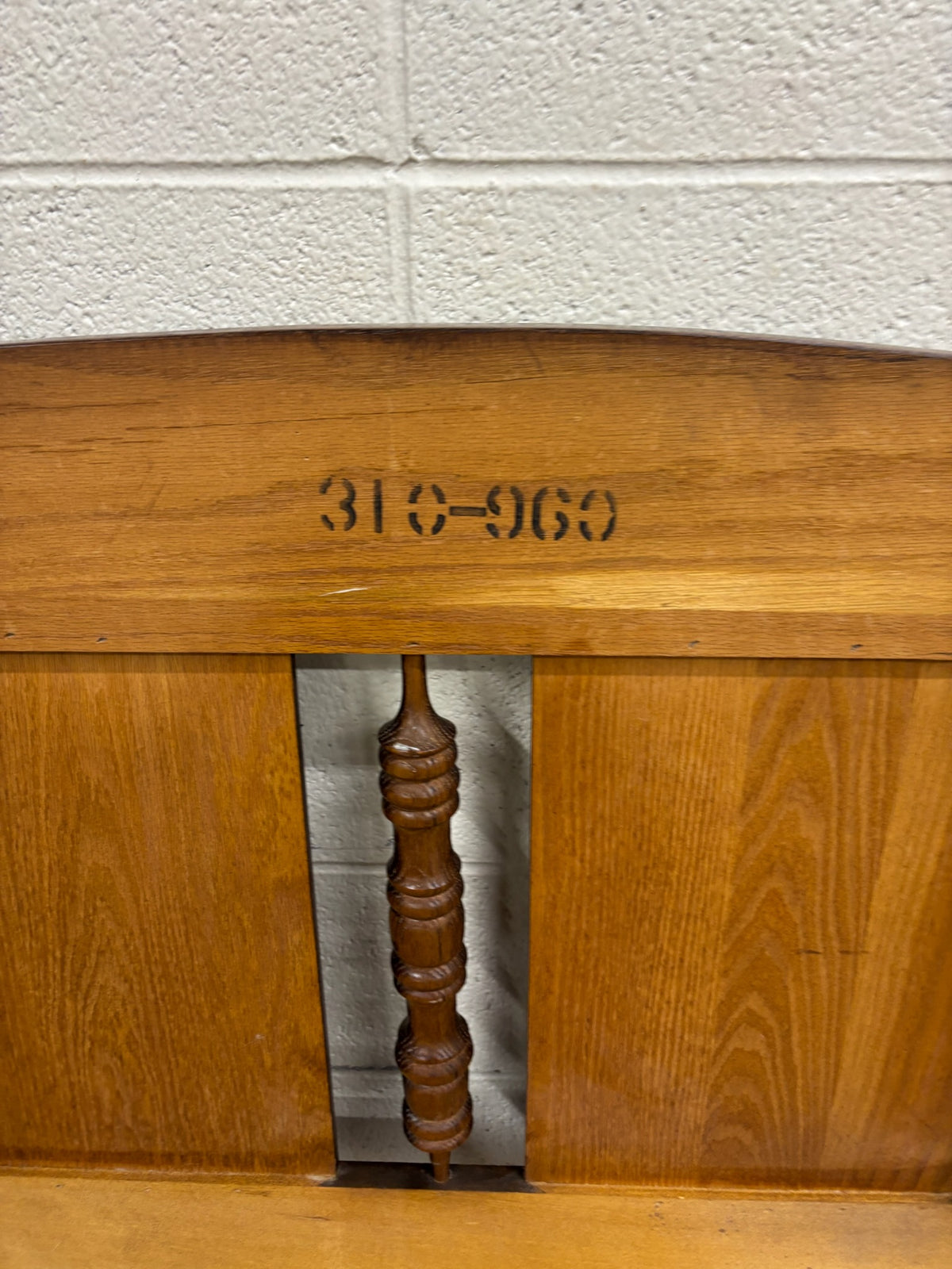 Vintage King Size Oak Panel and Spindle Headboard
